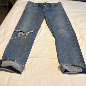 Citizens of humanity button fly ripped straight leg